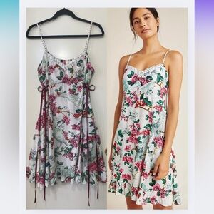 Anthropologie White and Pink Chemise with Delicate Trim